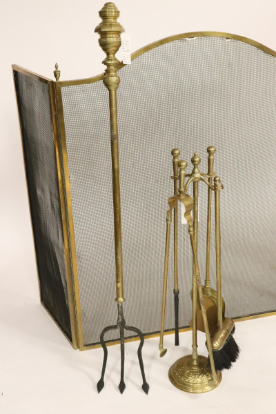 Collection of Brass Hearth Equipment