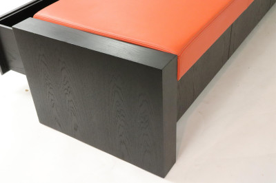 Large Contemporary Black Painted Oak Bench