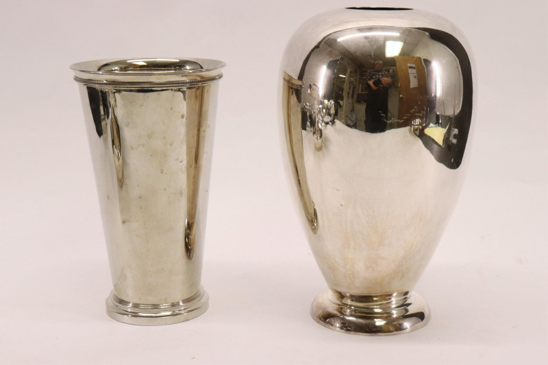 10 Silverplate &amp; Pewter Vases &amp; Other Items