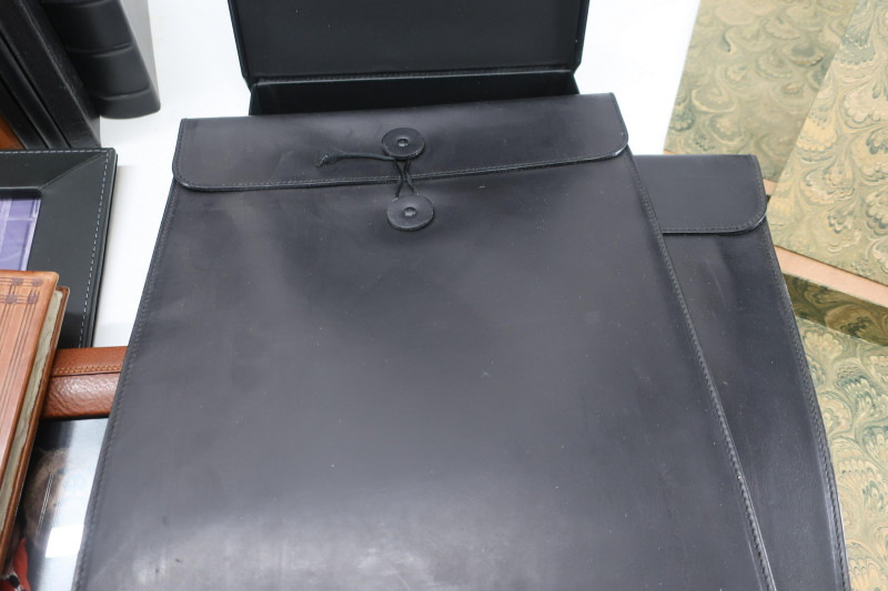 Group of Leather Goods, Frames, Desk Accessories