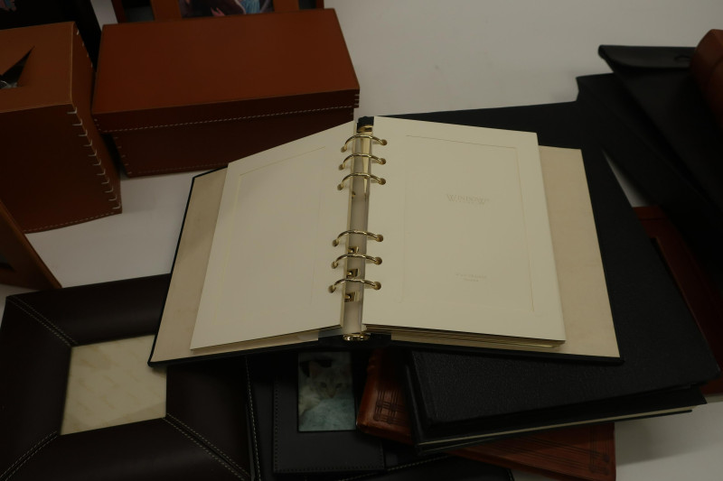 Group of Leather Goods, Frames, Desk Accessories