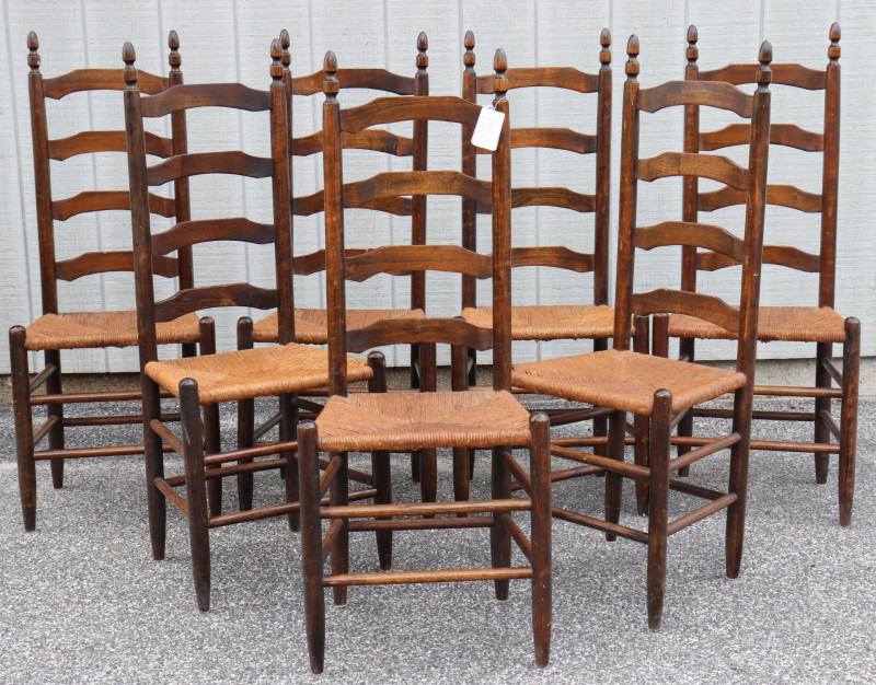 7 Wood/Rush Ladder Back Chairs