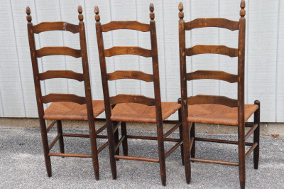 7 Wood/Rush Ladder Back Chairs