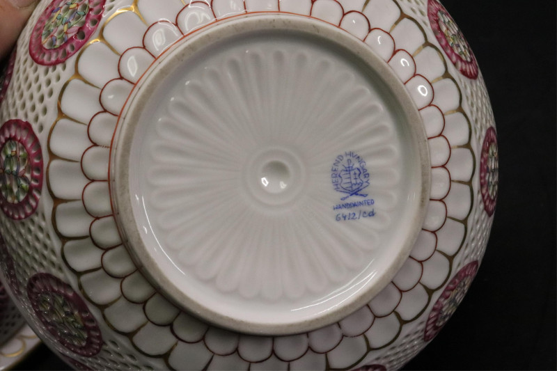 Herend Reticulated Porcelain Covered Jar