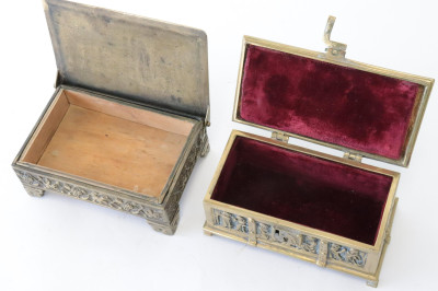 2 Gilt Bronze &amp; 2 Wood Boxes