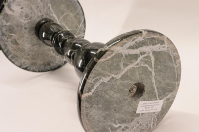 Black &amp; White Mottled Marble Pedestal Table