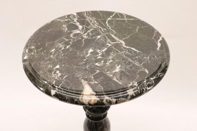 Black &amp; White Mottled Marble Pedestal Table