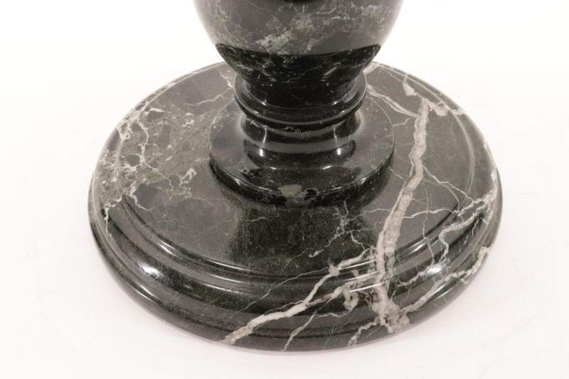 Black &amp; White Mottled Marble Pedestal Table