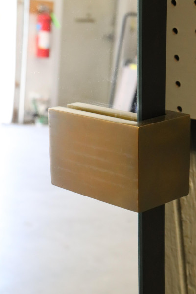 Contemporary Patinated Brass Strapped Pier Mirror