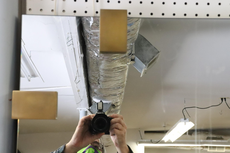 Contemporary Patinated Brass Strapped Pier Mirror