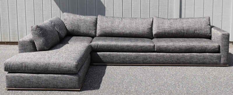 Nathan Anthony Chrome &amp; Cotton Sectional Couch