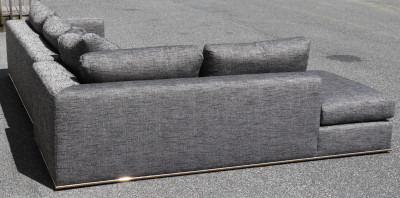 Nathan Anthony Chrome &amp; Cotton Sectional Couch