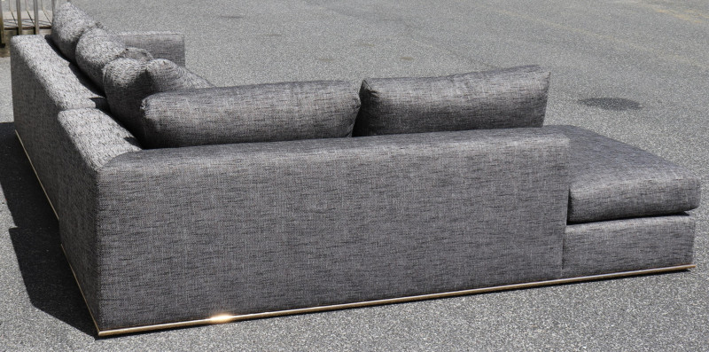 Nathan Anthony Chrome &amp; Cotton Sectional Couch