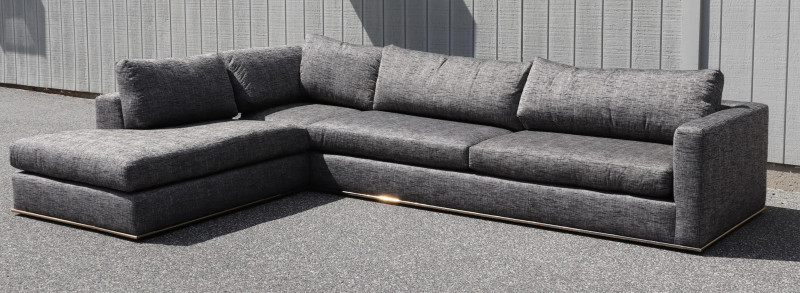 Nathan Anthony Chrome &amp; Cotton Sectional Couch