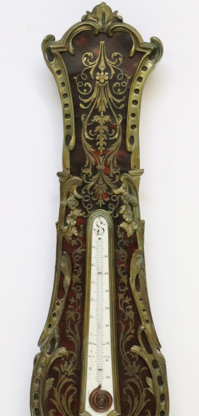 Boulle Marquetry Wall Clock Barometer, F. Lesage