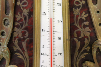 Boulle Marquetry Wall Clock Barometer, F. Lesage