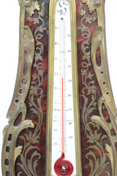 Boulle Marquetry Wall Clock Barometer, F. Lesage