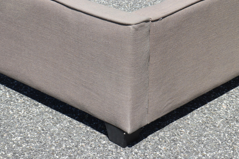 Contemporary Khaki Cotton Upholstered King Bed