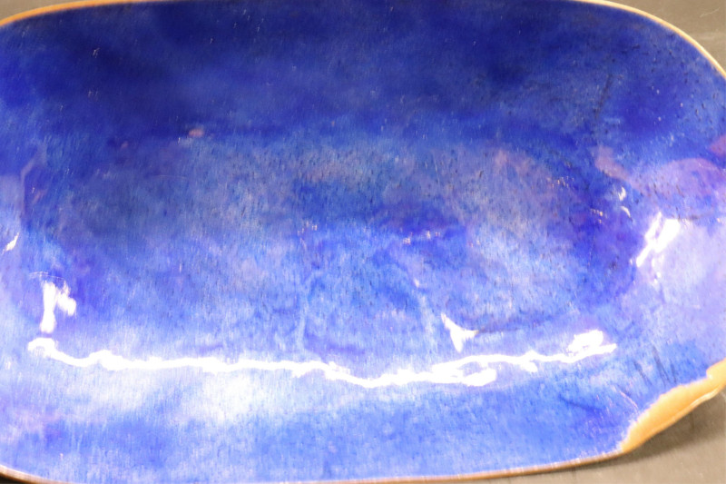 Paolo De Poli, Blue Enameled Copper Oval Bowl