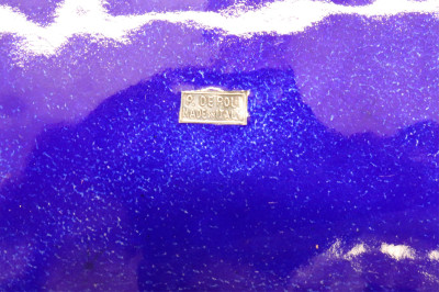 Paolo De Poli, Blue Enameled Copper Oval Bowl