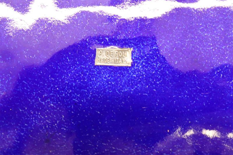 Paolo De Poli, Blue Enameled Copper Oval Bowl