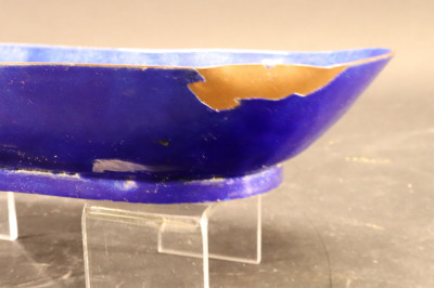 Paolo De Poli, Blue Enameled Copper Oval Bowl