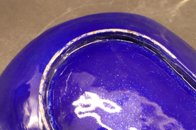 Paolo De Poli, Blue Enameled Copper Oval Bowl