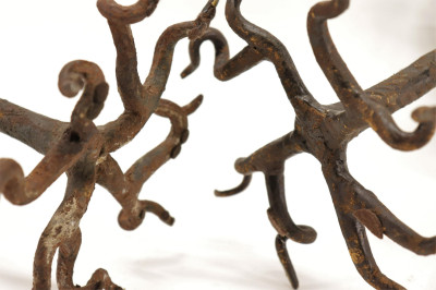 Pair Rustic Wrought Iron Tree-form Centerpieces