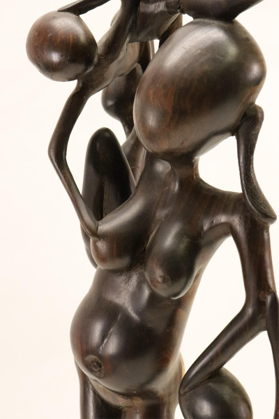 African Carved Wooden Sculpture, signed Twangeni