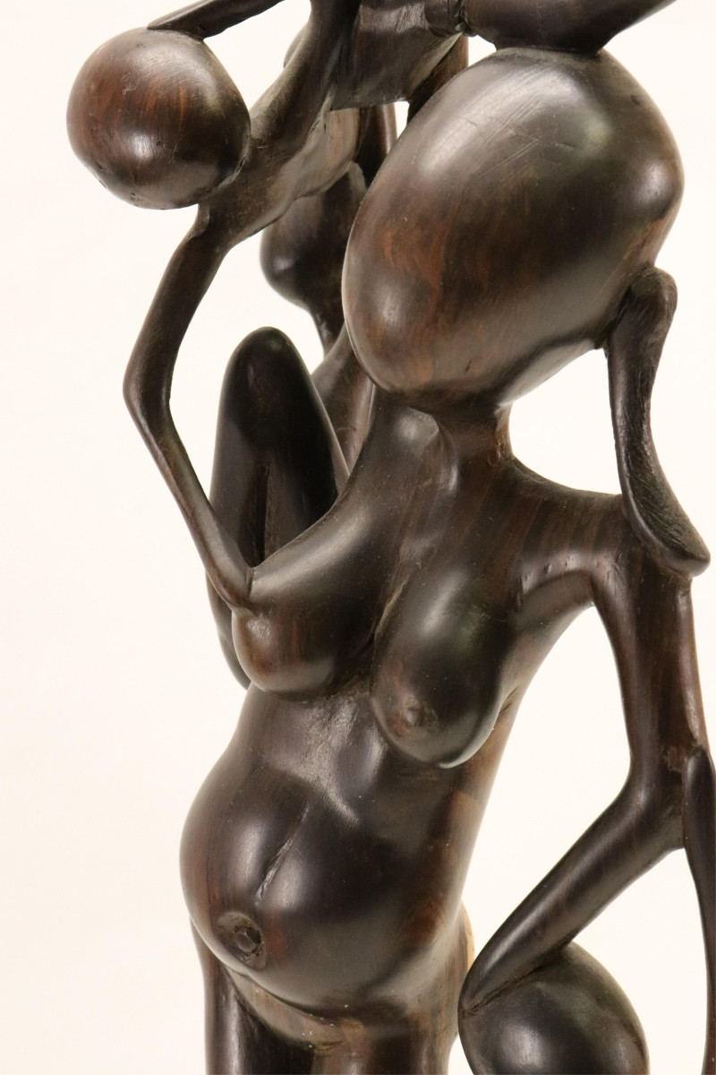 African Carved Wooden Sculpture, signed Twangeni