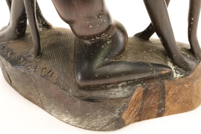 African Carved Wooden Sculpture, signed Twangeni