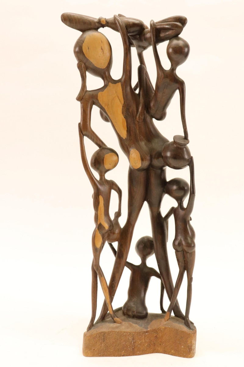 African Carved Wooden Sculpture, signed Twangeni