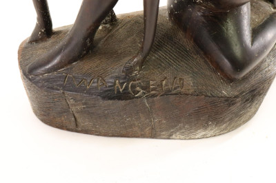 African Carved Wooden Sculpture, signed Twangeni