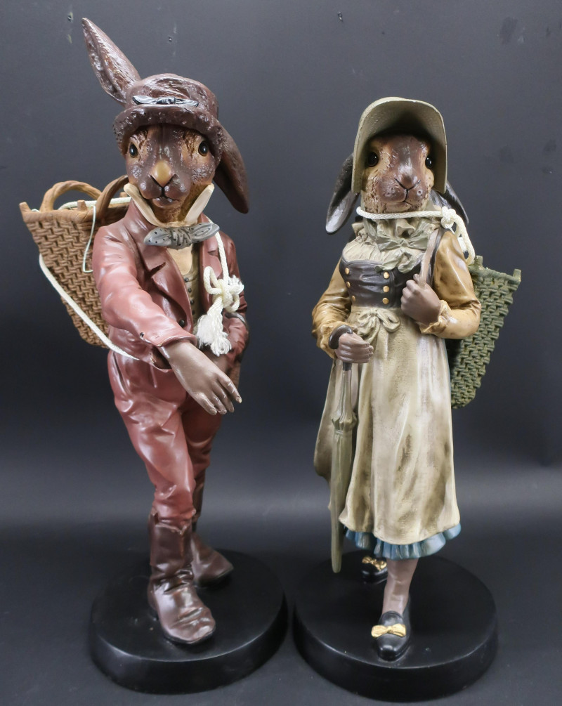 Pair Bunny Rabbit Composition Figures