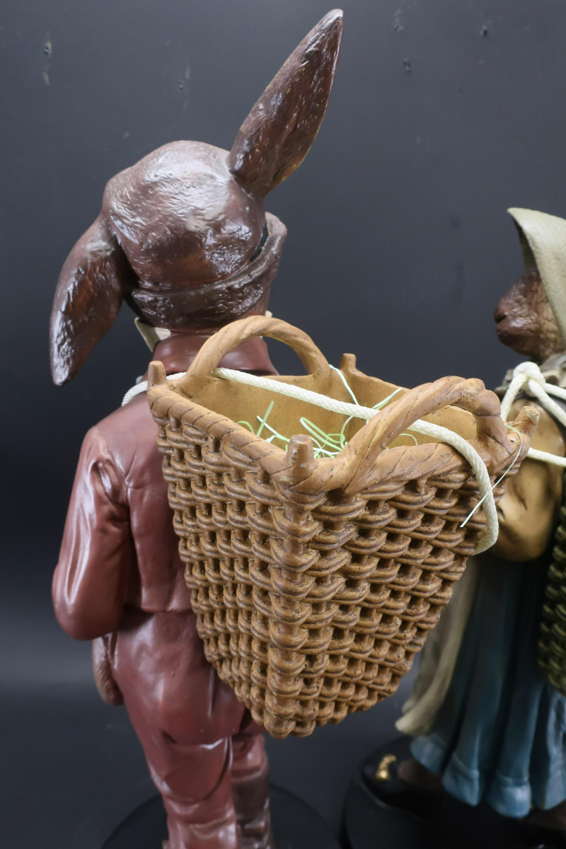 Pair Bunny Rabbit Composition Figures