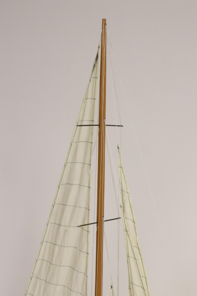 Model of a Red &amp; Black Painted Sailboat on Stand
