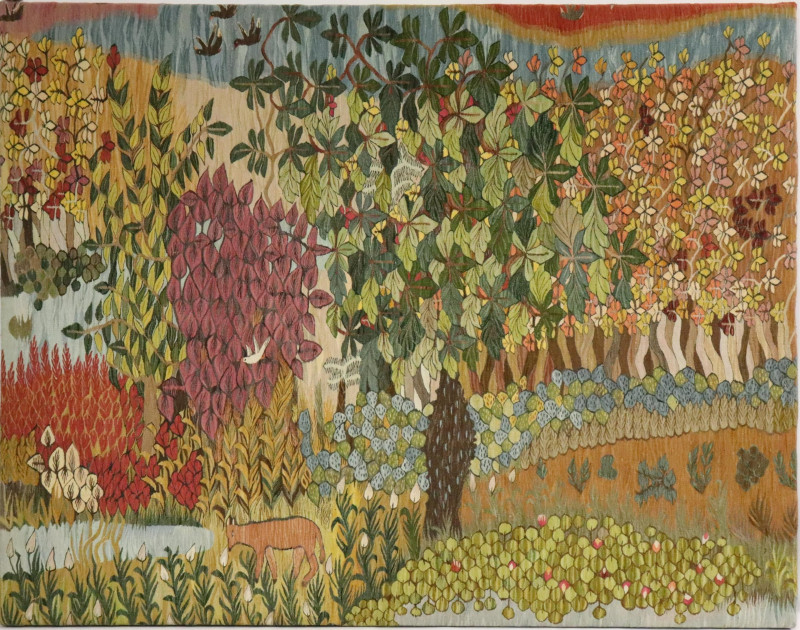 Large German Jugendstil Wool Tapestry