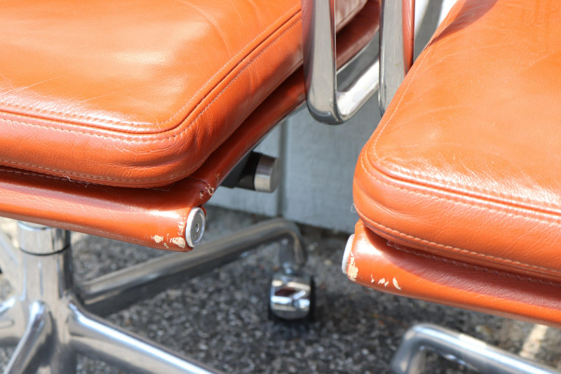 Set of 6 Eames Leather Executive Chairs