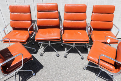 Set of 6 Eames Leather Executive Chairs