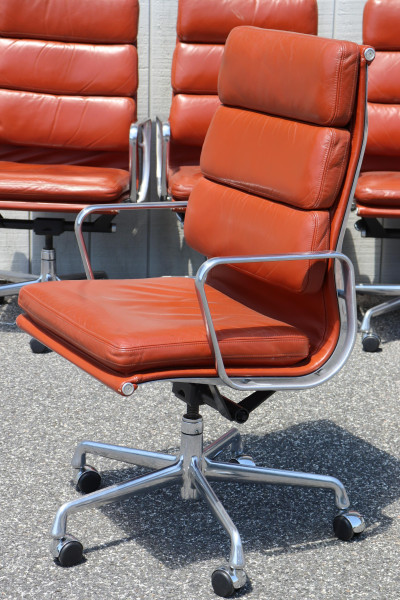 Set of 6 Eames Leather Executive Chairs