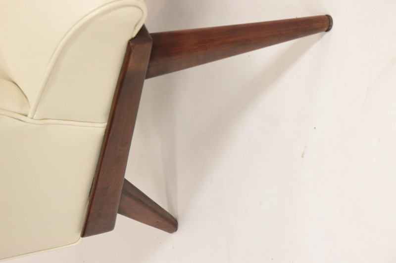 Manner of Wegner White Leather Armchair, c 1950