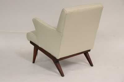 Manner of Wegner White Leather Armchair, c 1950