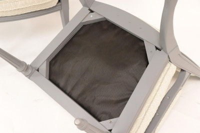 Pair Louis XVI Style Grey Painted Fauteuils