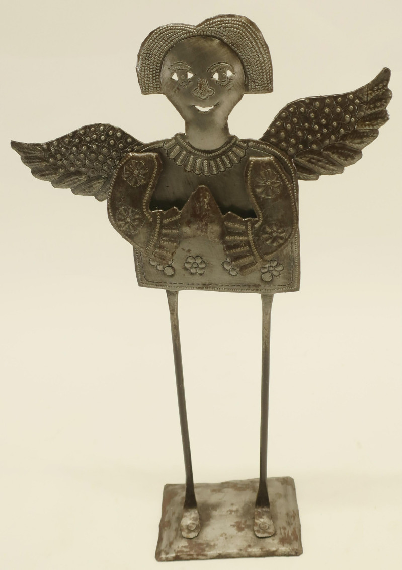 Angel-Winged Figure Metal Tabletop Sculpture