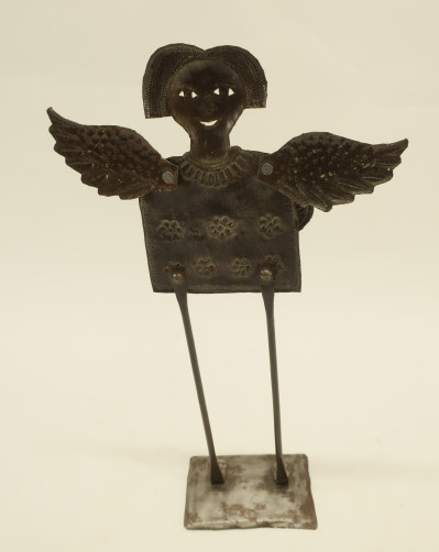 Angel-Winged Figure Metal Tabletop Sculpture