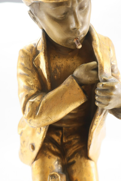 Gilt Painted Ceramic Sculpture of Schoolboy
