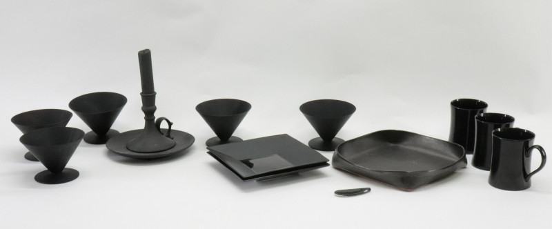 12 Matte Black &amp; Glossy Porcelain Items