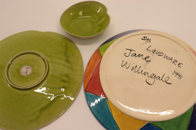 Group of Colorful Pottery Plates &amp; Bowls