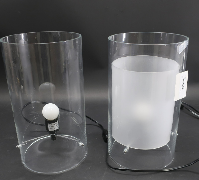 Pair Carlo Moretti Cylindrical Glass Lamps