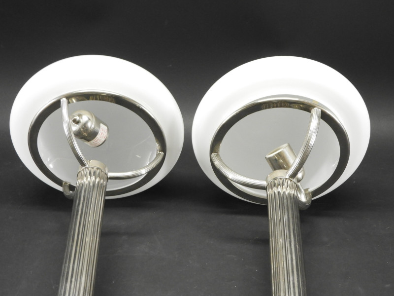 Pair Art Deco Style Silverplate Lamps